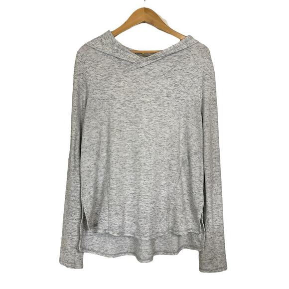 Zella Women's Long Sleeve Ribbed Knit Hi-Low Pullover Hoodie Size L Gray Lounge - Picture 1 of 8